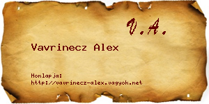 Vavrinecz Alex névjegykártya